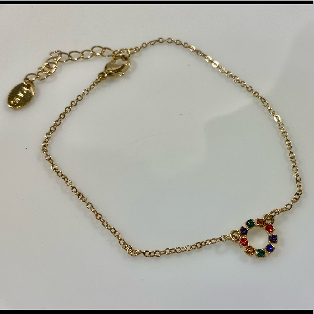 Cute Gold Tone Bracelet Multi Color Sparkly